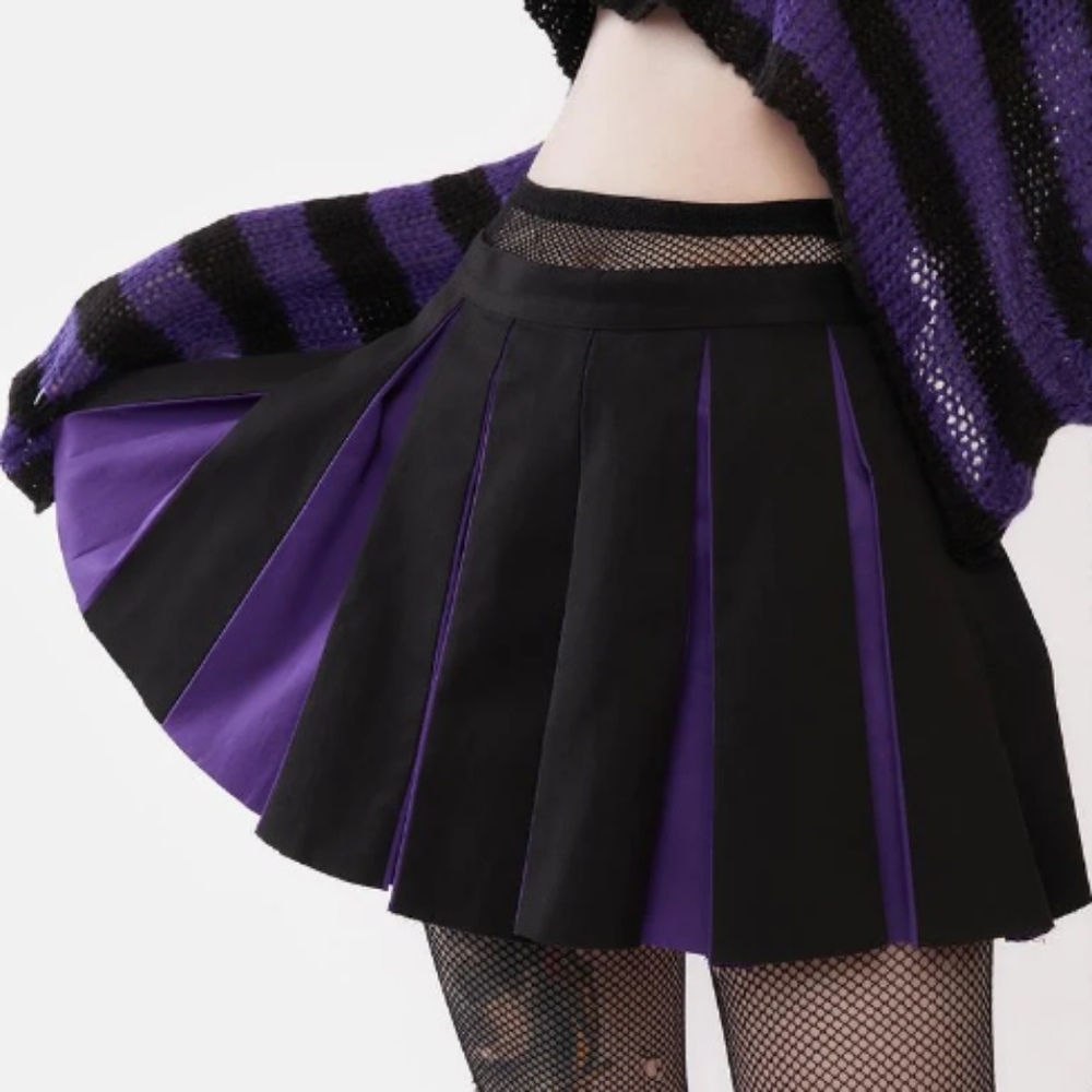 Dolls Kill Grave Girls Striped Pleated Skirt
